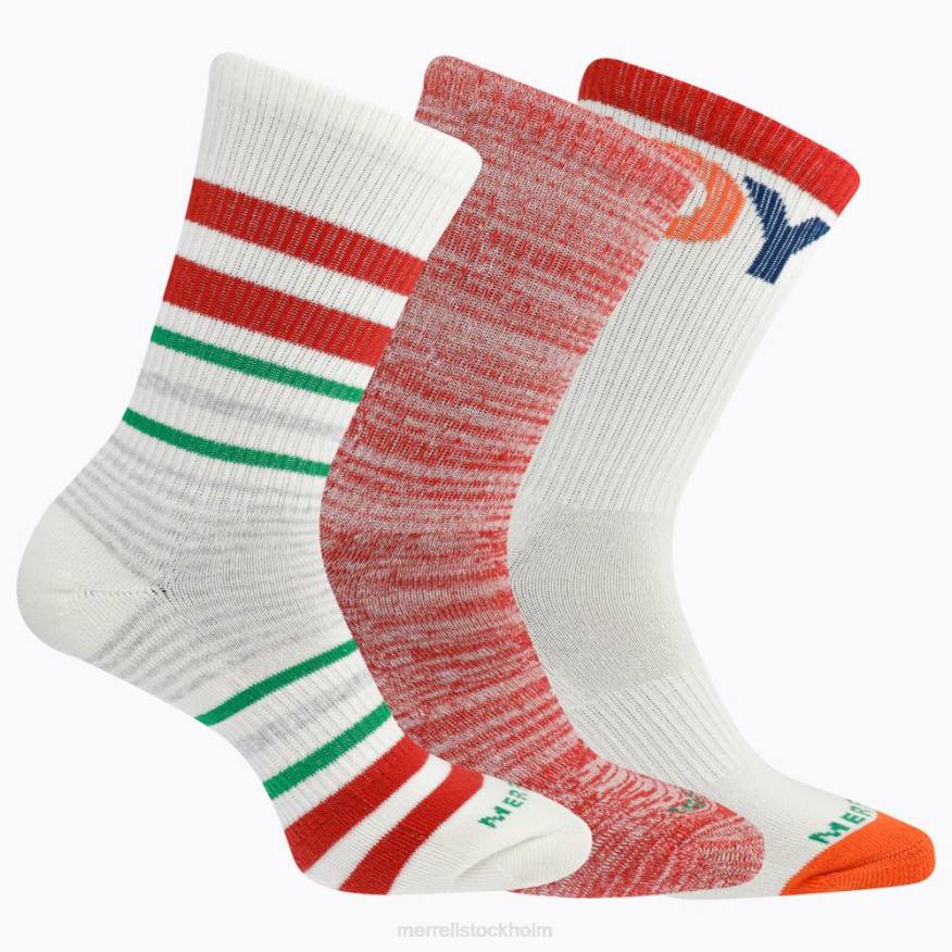 stripes of joy crew 3-pack strumpa (jsf26608-600) 08XP358 röd assorterad Merrell